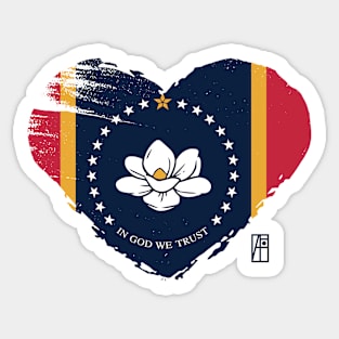 U.S. State - I Love Mississippi - Mississippi Flag Sticker